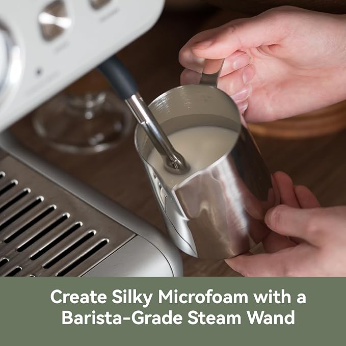 Gevi Dual Boiler Espresso Machine with Built-in Grinder, 58mm Commercial Portafilter, Barista Steam Wand, 31 Grind Settings, Stainless Steel, for Home Barista Use, Sterling Silver