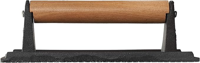 Rectangle Grill Press with Wooden Handle 9 x 5 inches - Heavy Duty, Bacon Press, Burger Press, Panini Press, Meat Press - Ideal Cast Iron Press for Kitchen & Grill by EcoQuality (1)