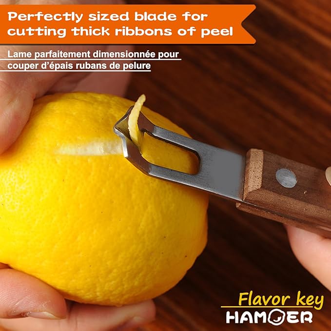 Channel Knife Zester - Fruit and Vegetable Tool for Decorating Cocktails, Desserts, and Salads Stainless Steel Tip 2 PACK