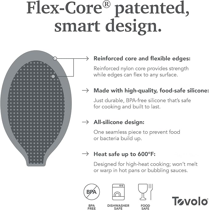 Tovolo Silicone Kitchen Utensils Set of 5 Solid Turner Spoon Pasta Claw Ladle and Scoopula Oyster Gray Silicone Cooking Utensil Set Dishwasher Safe Heat Resistant BPA Free Non Toxic Utensil Set