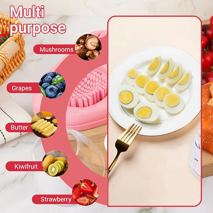Stainless Steel Egg Slicer, 3 Cutting Modes Egg Cutter for Hard Boiled Eggs, Grapes, Strawberries, Mushrooms, Food Prep Slicer