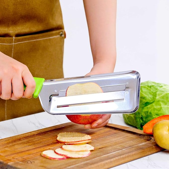 LZMS 3Pcs Stainless Steel Dual Blade Julienne Cutter with Ergonomic Handle,Multifunctional Rust-resistant Kitchen Tool,Shredder Knife for Cabbage&Carrot&Potato&Fish (Beige, yellow and green)