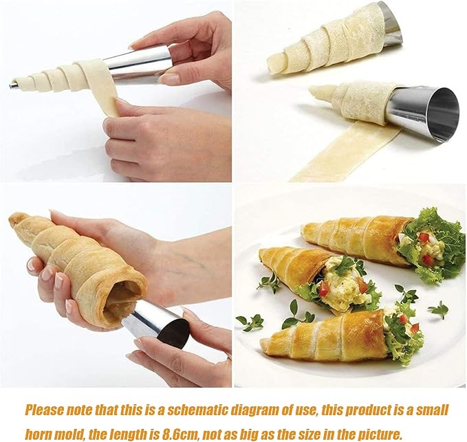 RoseFlower 30pcs Non-Stick Cream Horn Cones Tubes Stainless Steel Conical Croissant Pastry Baking Moulds Set, Cannoli Form Roll Mold Corner Shaper for Christmas Anniversary and Daily Use #1