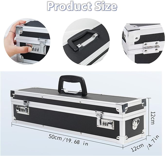 Flydoniso Chef’s Knife Case Aluminum Hard Case with Dual Combination Locks Cultery Carrier Portable Knife Organizer Block Holders Protectors With 8 Slots Can Hold Home Kitchen Knife Tools Up To 17.5”