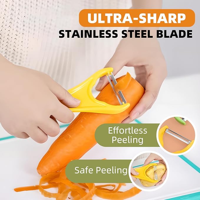 Trez Treamer 4pcs Peelers for Kitchen Y Vegetable Peeler Orange Peeler Tool with Brush Stainless Steel Potato Peeler Apple Zucchini Cucumber Peelers