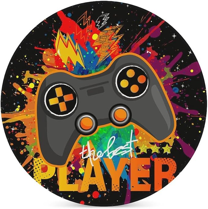 Round-6PCS Gamer Drink Coasters, Round Modern Ceramic Absorbent Coasters, Kids Cool Gamepad Colorful Game Controller Gaming Gamer Decor Desk Coffee Table Coaster for Beverage Cup Tea Coasters