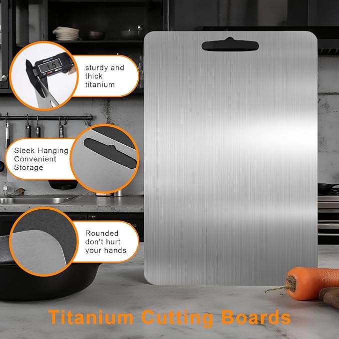 Titanium Cutting Board, 100% Pure Titanium Metal Cutting Boards for Kitchen,Double Sided Food Grade Chopping Board for Cutting Meats, Fruits and Vegetables(18''L×11.8''W)