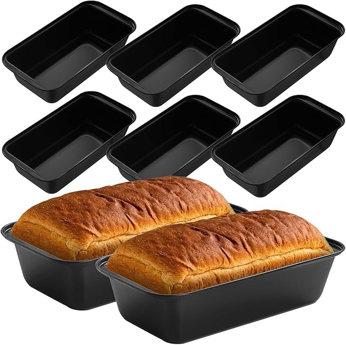 VOXVEPHY 8 Pack Loaf Pan Set, 1LB Nonstick Bread Pan Carbon Steel Baking Pans for Homemade Bread, Banana Bread & Meatloaf, 8.3x4.9x2.4 Inch, Black