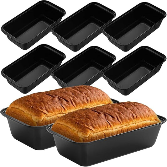 VOXVEPHY 8 Pack Loaf Pan Set, 1LB Nonstick Bread Pan Carbon Steel Baking Pans for Homemade Bread, Banana Bread & Meatloaf, 8.3x4.9x2.4 Inch, Black