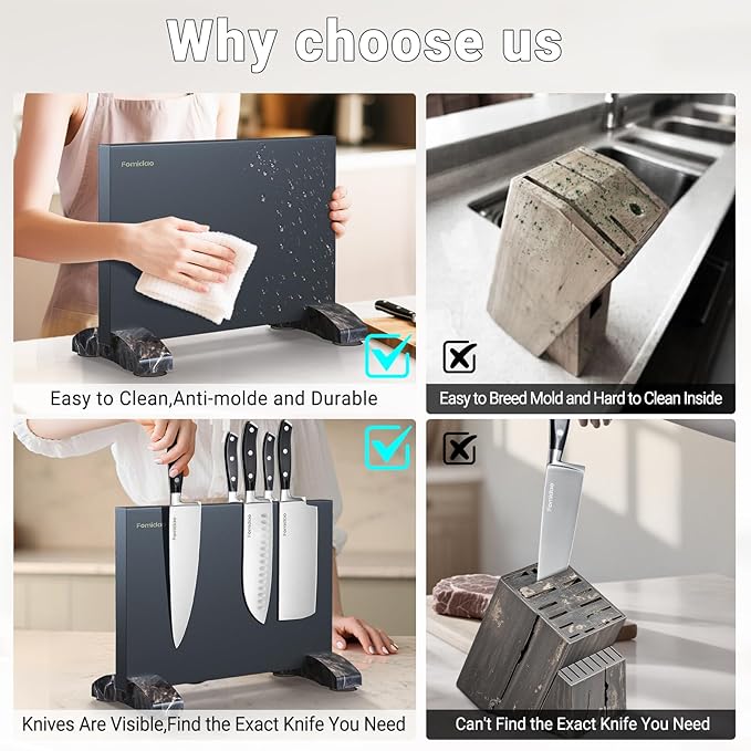 4PSC Knife Block Set With Magnetic Knife Block Holder, Ultra-Sharp Japanese Kitchen Knife Set, High-carbon Steel Chef Knife Sets With Full Tang Handle Design