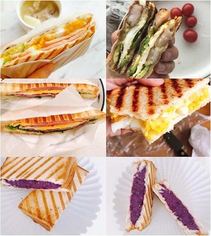 CHICIRIS Breakfast Sandwich Maker, Non Stick Sandwich Toaster Panini Press Stove Top Double Sided Baking Pan with Easy Grip Handle, Grid Pattern