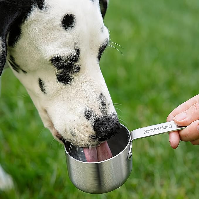 KEAWELL Premium Dog and Cat Food Measuring Cup 18/10 Stainless Steel (1, 2/3 Cup)