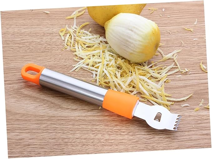 PRETYZOOM Stainless Steel Lemon Zester and Peeler with Hanging Multifunctional Citrus Grater for Fruits Vegetables and Chocolate Decoration Random Color