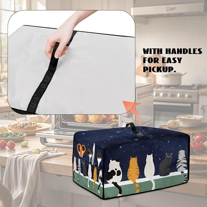 Doojoayie Small Appliance Covers Cute Cat Toaster Oven Cover 8 Slice Kitchen Appliance Dust Protector 22.5"x18.5"x 13" Compatible with Toaster/Bread Machine