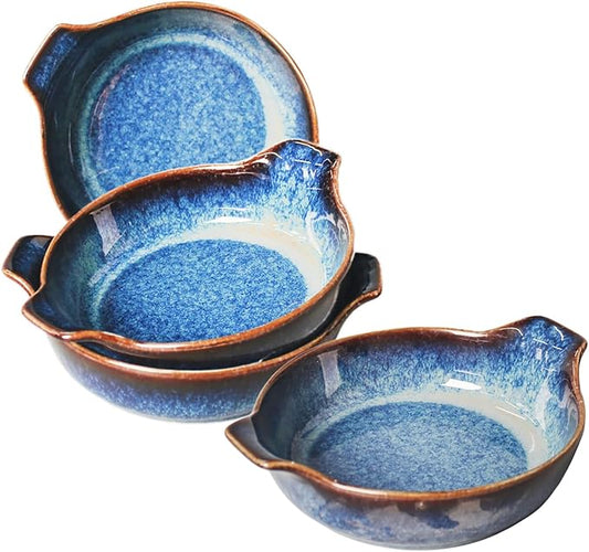 LIUYWYHCF Ceramics Au Gratin baking Dishes Set of 4, Baking Tray Bake ware, 8.6 oz Ramekins, for Pie Pan, Appetizer, Tart, Dessert, Quiche, Oven Small dish, individual dishes, Round 7.5 Inch