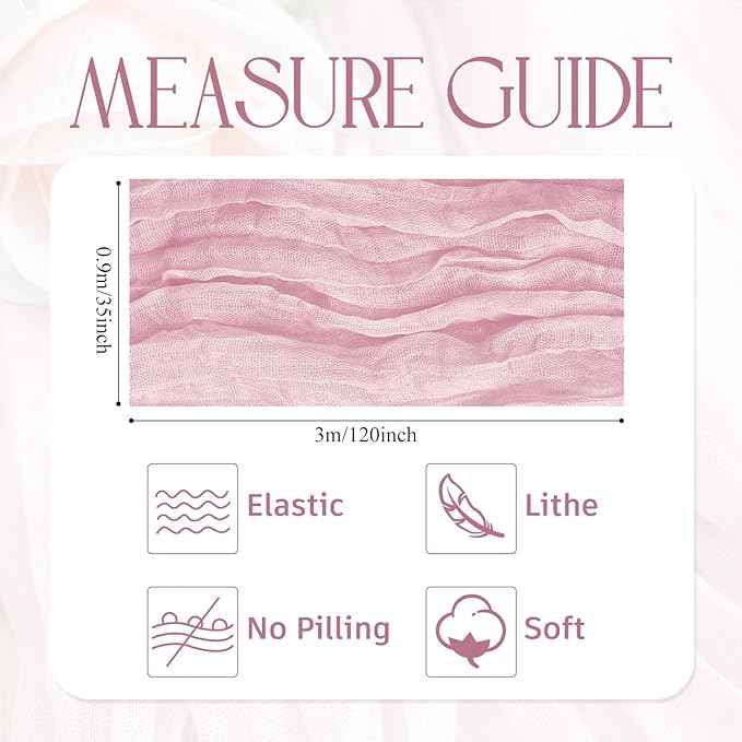 Wokceer Pink Cheesecloth Table Runner Valentine's Day 10FT Blushing Pink Boho Gauze Table Runner for Party Wedding Spring Easter Rustic Sheer Runners for Baby Bridal Shower