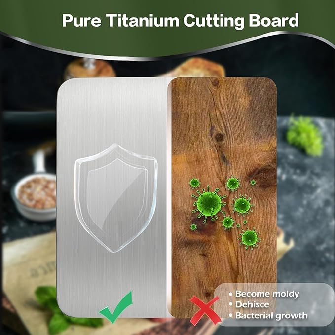 Titanium Cutting Board, 18” Non Toxic Cutting Boards for Kitchen - Cutting Edge Hygiene & Durability, Double Sided Pure Titanium Cutting Mat for Meat Fruit & Vegetable, XL Size