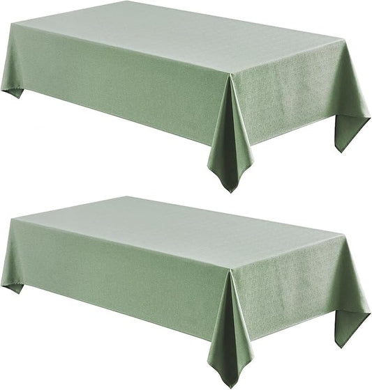 2 Pack Rectangle Tablecloth, 52x70 inch, Water Resistant Wrinkle Free Linen Textured Table Cloth Washable, Decorative Fabric Table Cover for Dining, Party and Camping, Sage Green