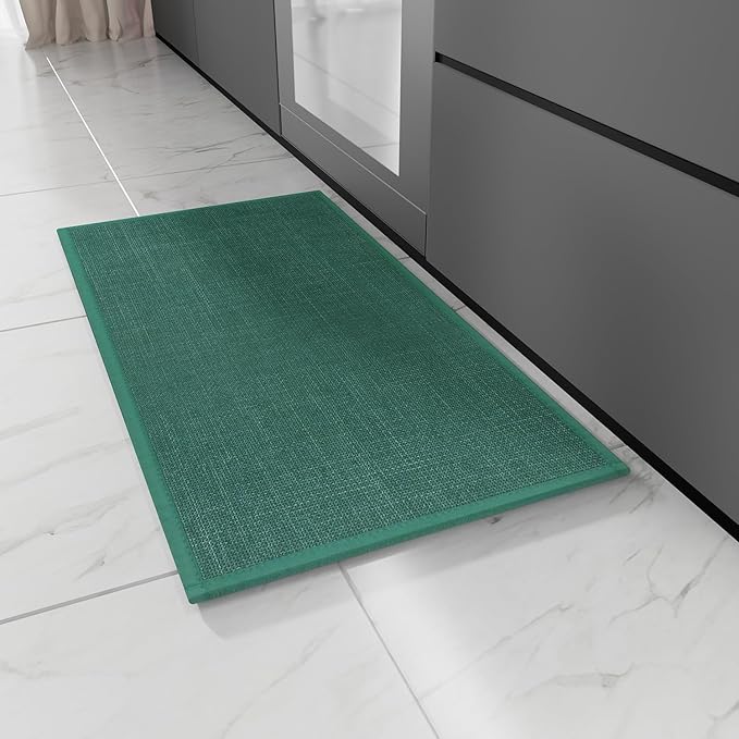 Kitchen Rug, Rubber Non Slip Kitchen Rugs Washable, Absorbent Runner Mat for Floor, Machine Washable Standing Mats for in Front of Sink, Laundry, Entryway, Hallway (Dark Green, 30" × 17.3")
