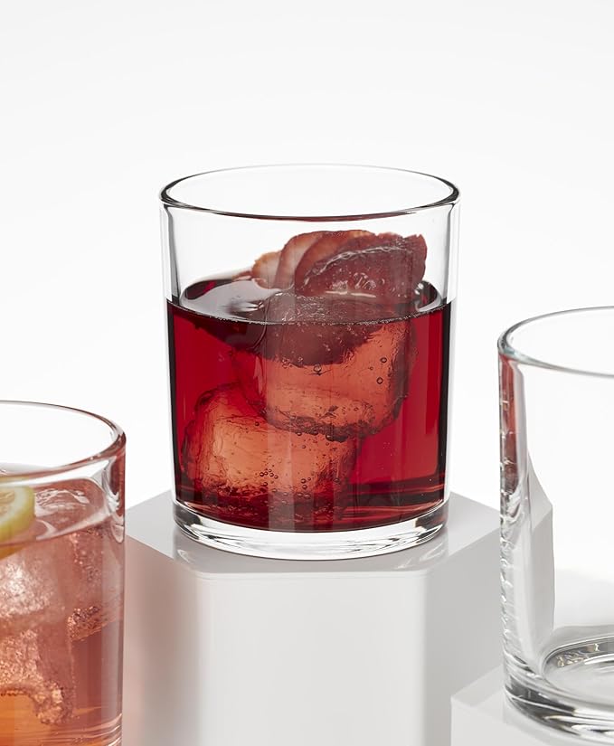 Oneida Glassware, 24 Seven Clear Medium Tumbler, Set of 6, 13.5-Ounce Capacity, Made From Glass, Dishwasher Safe Tumbler, Drinking Glasses Set, Home and Kitchen, Water Glasses (Clear, 4 Piece)