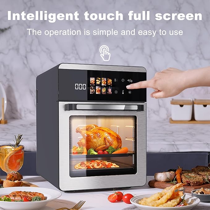 HOMLOVE 18QT Large Air Fryer Oven with Touch Screen Display, 10-in-1 Air Fry, Roast, Bake, Broil, Dry, Frozen, Proof Combo with Window, Family-Size, Multi-Function, Healthy Cooking 120V