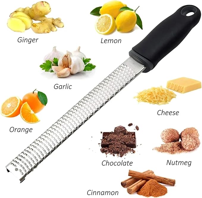 Lemon Zester Cheese Grater Stainless Steel Fine Blade Ginger Chocolate Citrus Fru Kitchen Cooking Tools(Yellow Handle)