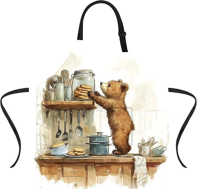 Funny Cat Apron with 2 Pockets Waterproof for Men Women Kitchen Garden Decor