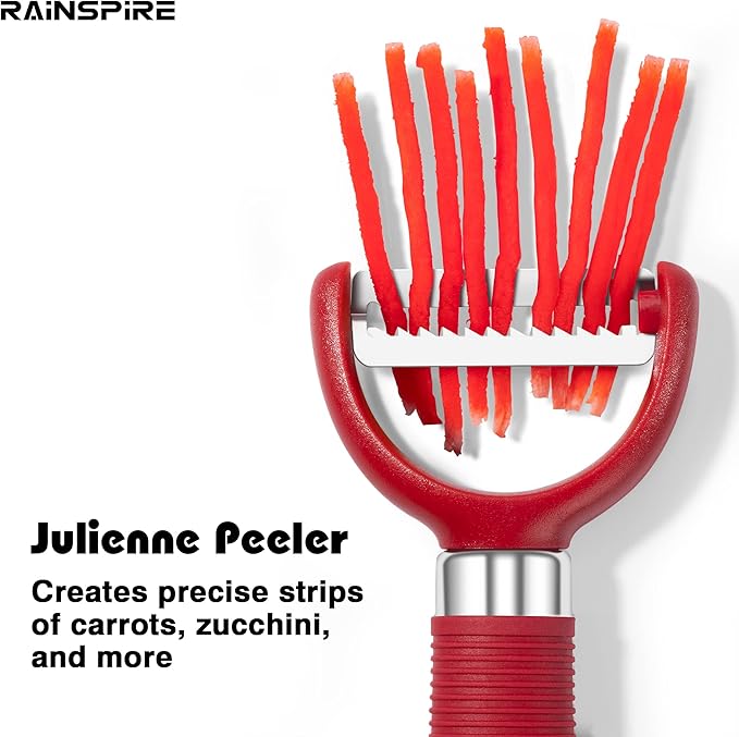 Rainspire 3-Piece Peeler Set, Premium Swivel Vegetable Peeler, Kitchen Gadgets Apple Peeler Potato Peeler Veggie Peeler Fruit Peeler, Dishwasher Safe Kitchen Accessories (Red)