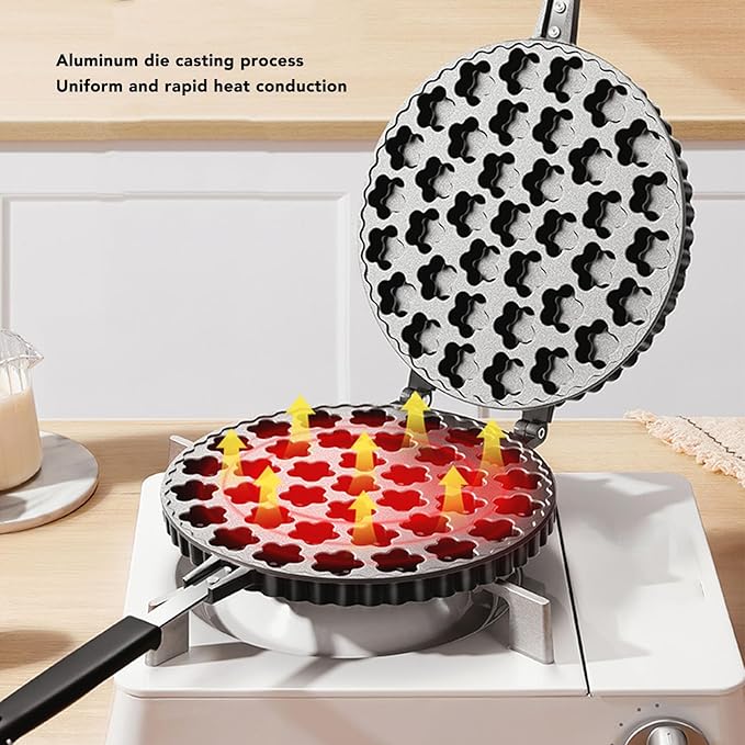 Bubble Waffle Maker, Nonstick Double Side Star Pattern Hong Kong Egg Waffler Iron, 360° Rotating Portable Ice Cream Cone Maker for Household Kitchen, Ready in under 5 Minutes