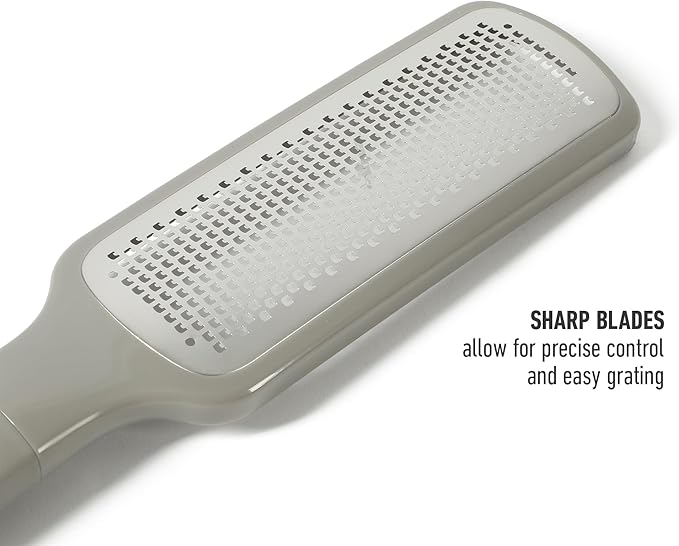 Calphalon Edge Stainless Steel Handheld Cheese Grater W/Cover & Rubber Handle - Taupe
