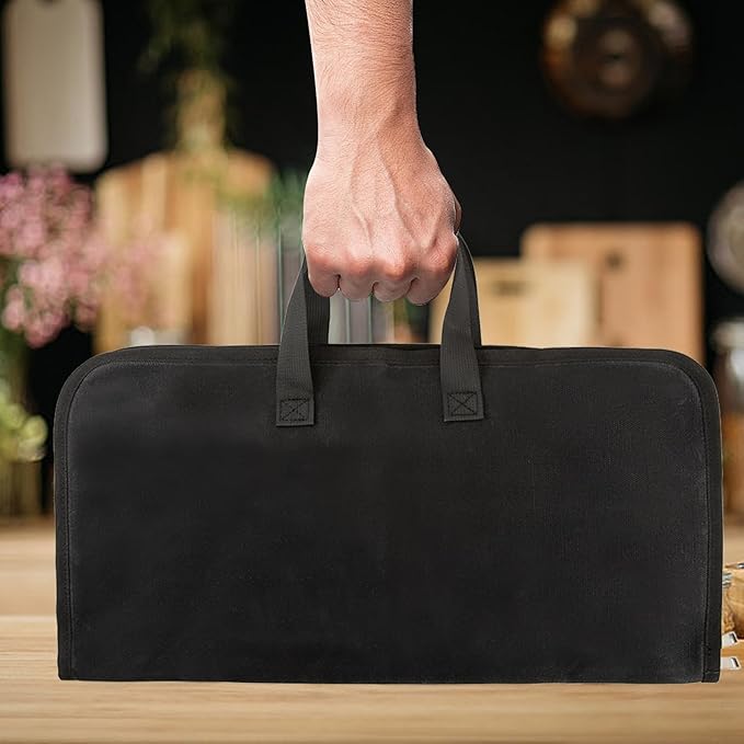 Knife Roll,Knife Bag with 7 Slots,Heavy Duty Waxed Canvas knife Case,Portable Chef Knife Roll Bag For Kitchen Cooking.Cutlery Knives Holders Protectors,Chef Knife Carrying Case For Travel & Camping