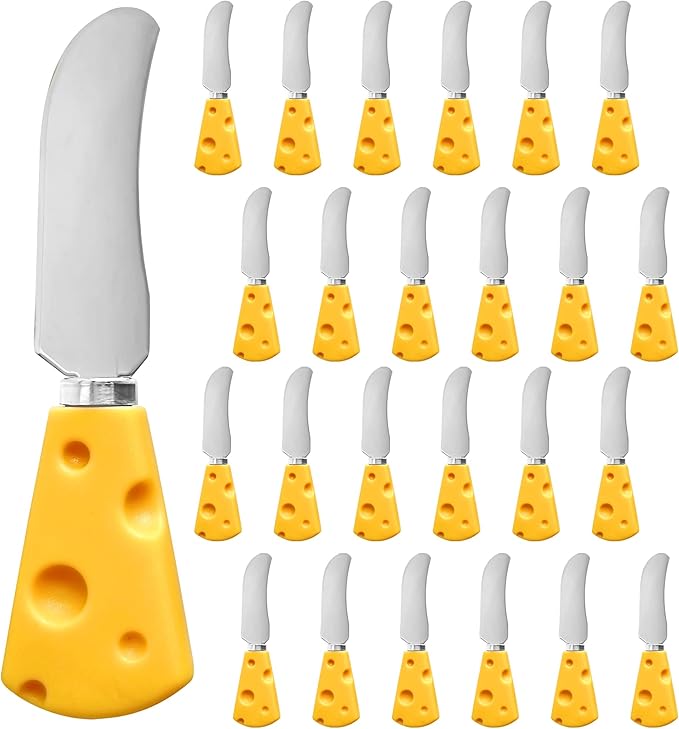 25 Piece Cheese Butter Spreader Set, Stainless Steel Cheese Knife Set, Mini Stainless Steel Cheese Knife, Party Wedding Christmas Cheese Accessories (Cheese Shape)