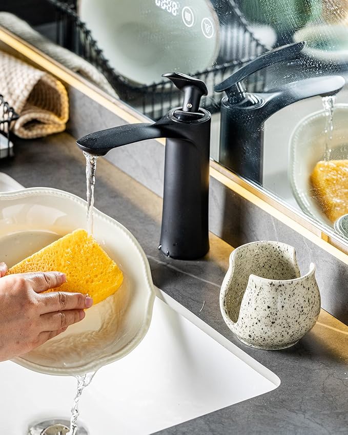 Sponge Holder for Kitchen Sink, Ceramic Dish Sponge Dish Rack Scrubby Kitchen Organizer Cute Sink Organizer, Farmhouse Decor, Speckled Glaze
