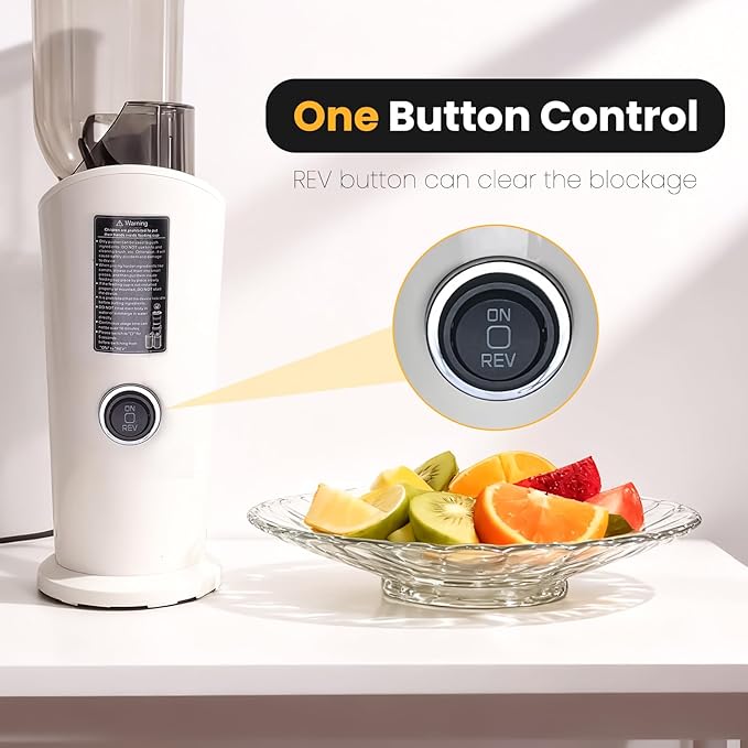 Nefaracy Cold Press Juicer, 3.1 Inch Juicer Machines, 150W Masticating Slow Juicer, Juice Machine for Vegetables and Fruits, Easy to Clean Juicers, High Juice Yield, Offwhite