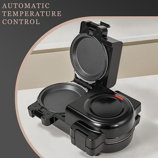Mini Waffles Maker with 8 Removable Plates, 4 in 1 Double Small Waffle Maker Mini- Classic Waffle, Heart Waffle, Griddle, Donut, 5" Non Stick Waffle Iron for Kids and Families, Black