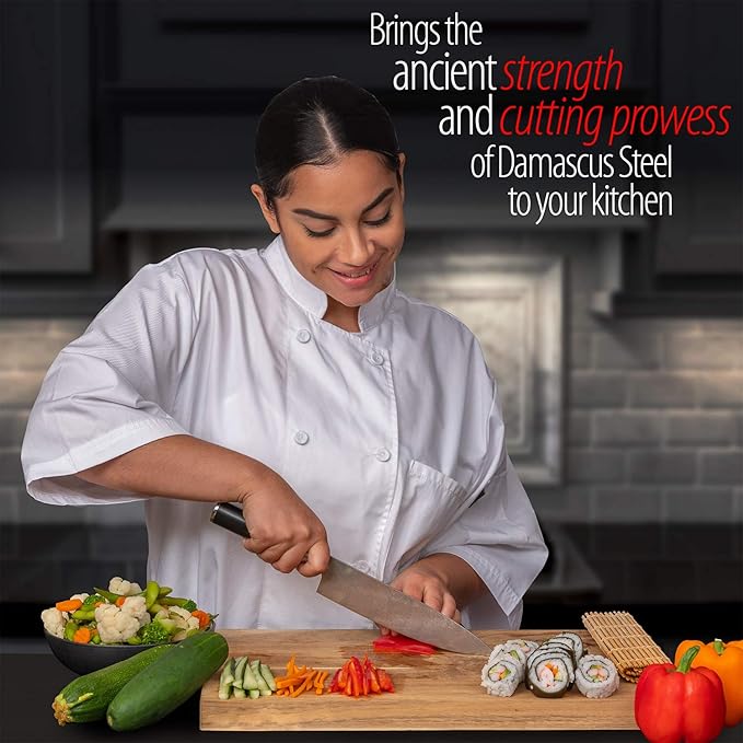 Deco Chef Professional Chef Knife 8-inch Damascus High Carbon Steel - 67 Layers AUS-10 Razor Sharp Japanese Quality with Full Tang Ergonomic Handle, Sharpening Guide Included