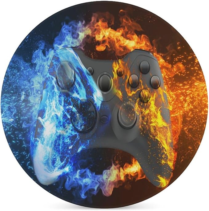 Round-6PCS Gamer Drink Coasters, Round Modern Ceramic Absorbent Coasters, Gamepad Cool Flame Game Controller Gaming Gamer Decor Desk Coffee Table Coaster for Beverage Cup Tea Coasters