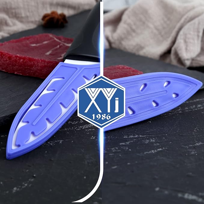 XYJ 2pcs/set Safety Knife Covers Sleeves Knives Edge Guard, Universal Knife Sheath, Utility Ceramic Knife Case Blade Guards Protector Blue Kitchen Knife Cover Sleeve (For 5'' Ceramic Knife)