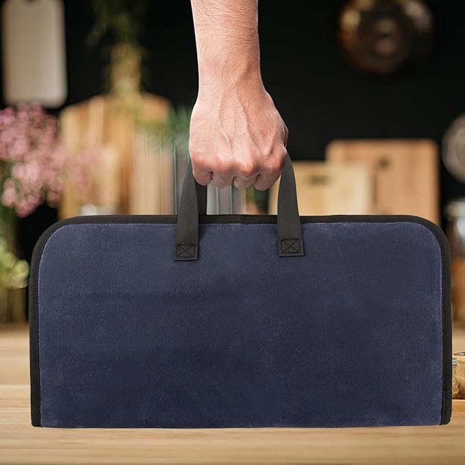 Knife Roll,Knife Bag with 7 Slots,Heavy Duty Waxed Canvas knife Case,Portable Chef Knife Roll Bag For Kitchen Cooking.Cutlery Knives Holders Protectors,Chef Knife Carrying Case For Travel & Camping