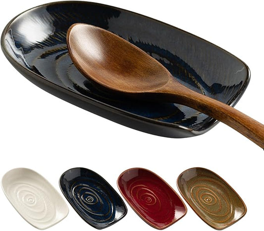 Ceremic Spoon Rest for Stove Top, Spoon Holder for Kitchen Counter, Coffee Spoon Rest, Cooking Utensil Rest for Ladles, Kitchen Decor, Housewarming Gifts, 1 pack (blue)