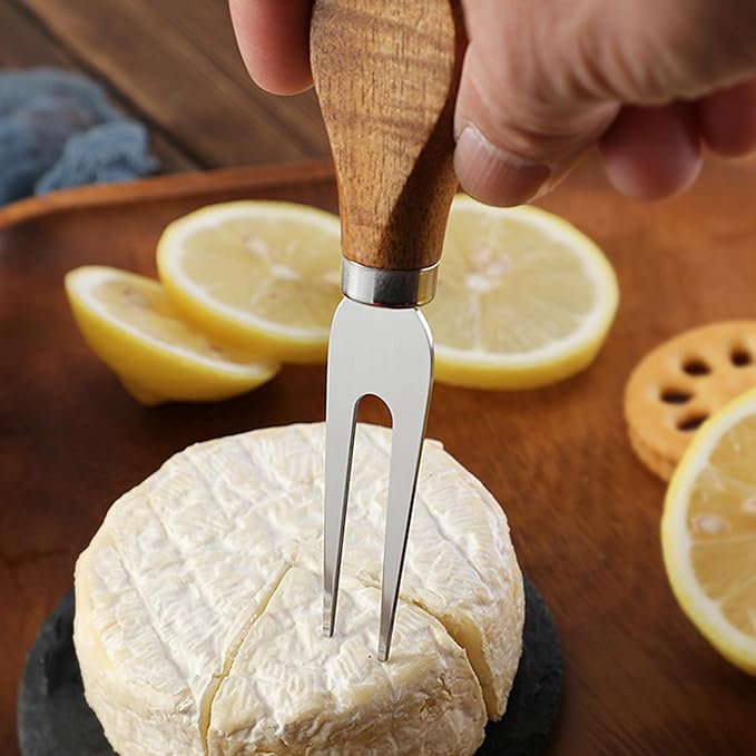 4 Piece Cheese Knife Set,Cheese Knives Wood Handle Stainless Steel Slicer Spreading Cheese Knife Gift Set for Charcuterie anCheese spread, Perfect for Cheese Slicer and Butter Cutter