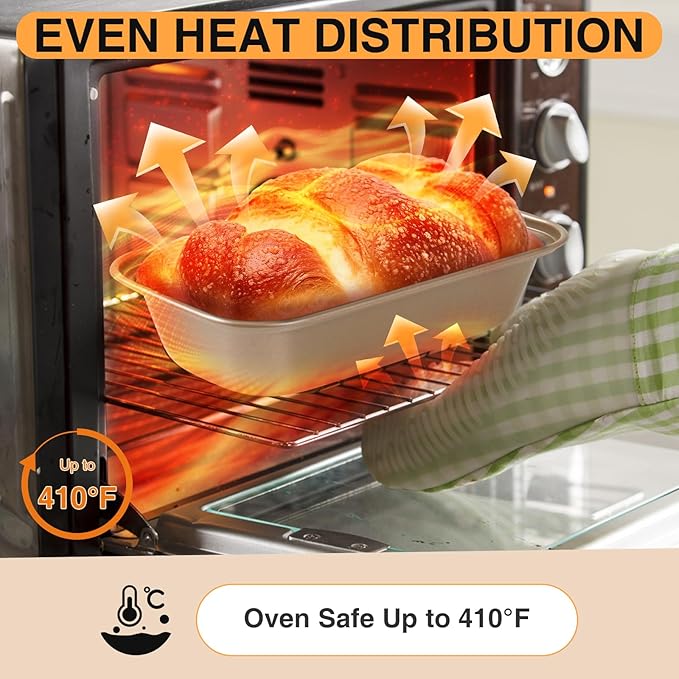 12PCS Mini Loaf Pans for Baking Bread, 6 x 3 x 2 Inches Small Banana Bread Pan Nonstick, Rectangle Carbon Steel Baking Pan for Homemade Bread Meatloaf Loaf Cake, Oven Available, Gold