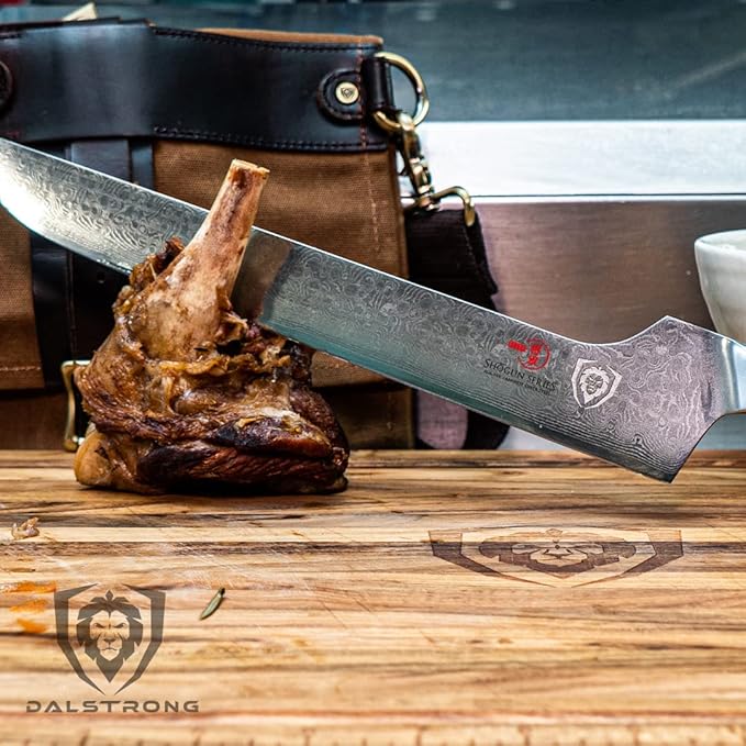 Dalstrong Slicing & Carving Knife - Offset Blade - 12 inch - Shogun Series ELITE - Japanese AUS-10V Super Steel Kitchen Knife - Damascus - Vacuum Treated - Sheath - Bread Knife, Ham Slicer