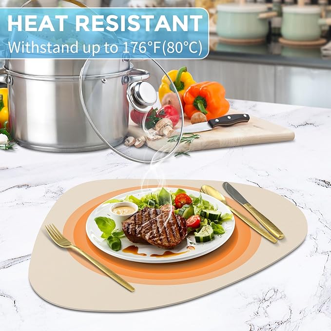 Placemats Set of 12 - Washable Faux Leather Heat Resistant Table Mats, Wipeable Placemats for Kitchen Dining Indoor Outdoor & Fall Thanksgiving Decor