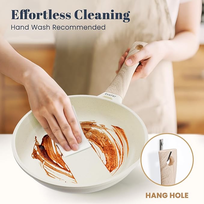 EVOFAR Granite Frying Pan, 8 Inch Non Stick Frying Pans, Lightweight Nonstick Pans for Omelets & Eggs, PFOA & PFAS Free Non-toxic Cookware Chef's Pan, Induction Compatible Fast & Even Heat Skillet