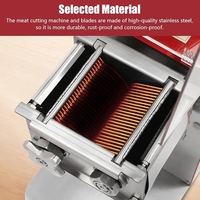 1100W 110V Electric Meat Cutter, Commercial Meat Slicer Dicer Shredder Chopper Stainless Steel Boneless Meat Processor with 0.35cm Blade for Restaurant Kitchen Supermarket Beef Pork Chicken