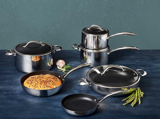 Scanpan HaptIQ 4 qt (8 inch) Stainless Steel-Aluminum Nonstick Saucepan with Lid – Compatible with All Cooktops, Induction Ready, Metal Utensil Safe, Oven Safe to 500°F, Dishwasher Safe