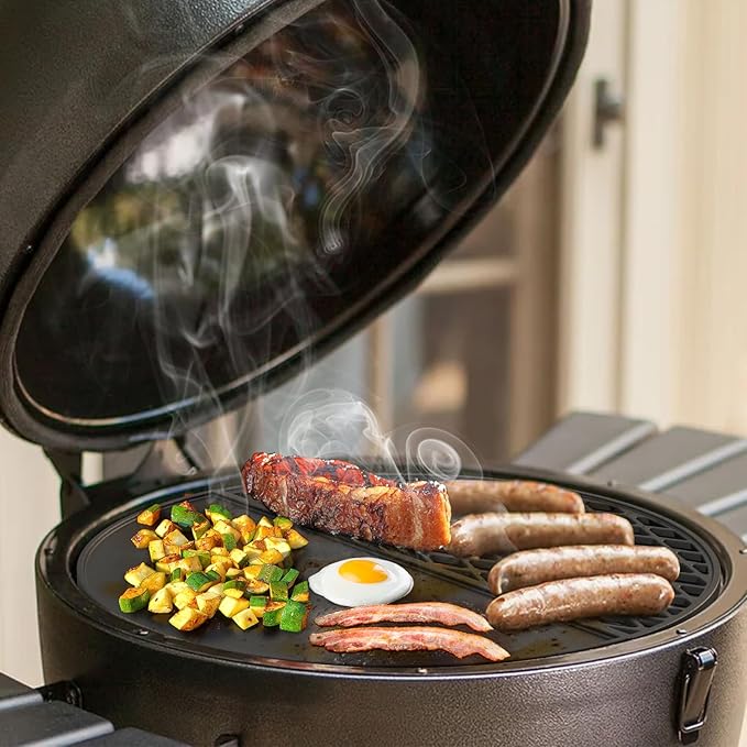 onlyfire Cast Iron Griddle and Grate Combo for Char-Griller Akorn Kamado Grill