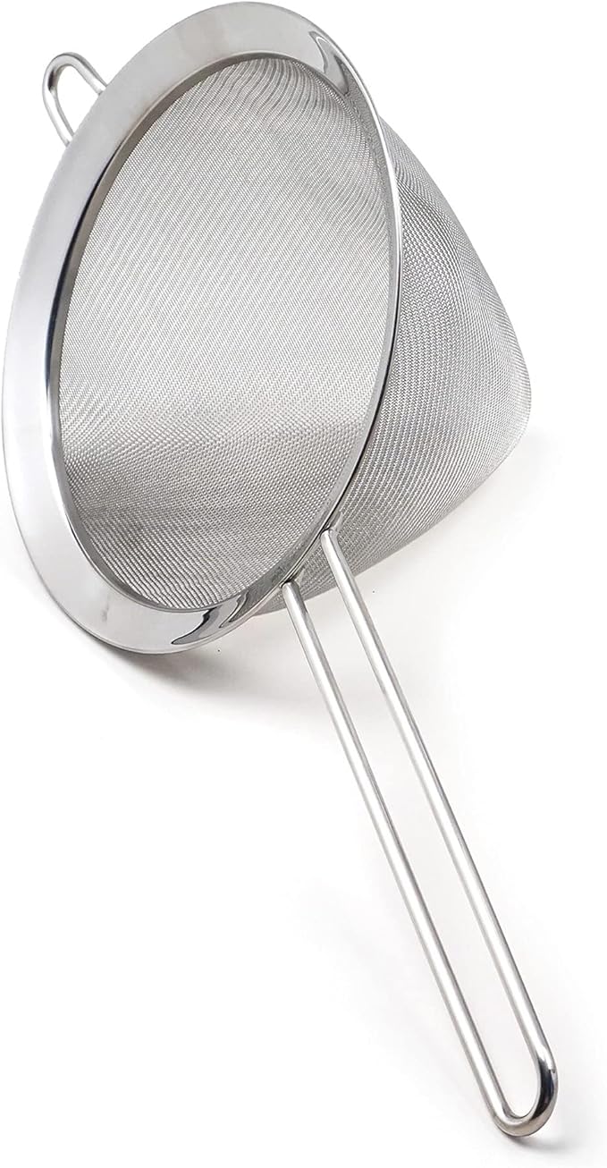 RSVP International Endurance Kitchen Collection, Stainless Steel Fine Mesh Conical Sieve/Colander, Multi-Purpose for Cooking, Baking, Loose Leaf Tea, Bar Strainer Cocktails, 7-Inch