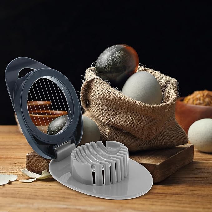 NUOBESTY Egg Slicer Boiled Egg Cutter Kitchen Tool Dark Blue Handle Mushroom Slicer Fruit Preparation